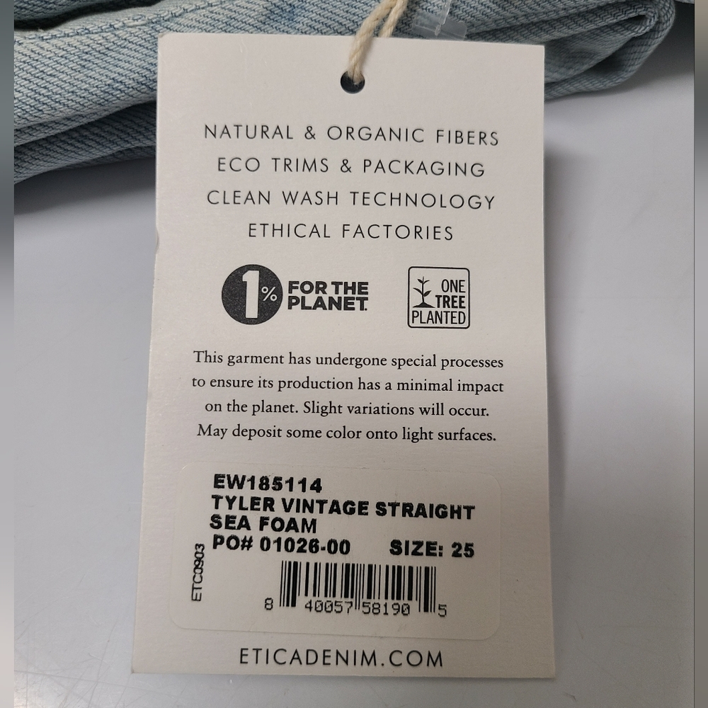 Etica Tyler Vintage Straight Jeans Blue Seafoam Sz 25 NWT $238 Distressed - Picture 7 of 16